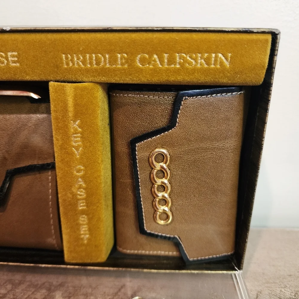 Vtg Winston Leather Bifold Western  Wallet French Purse Key Case  NOS Calfskin
